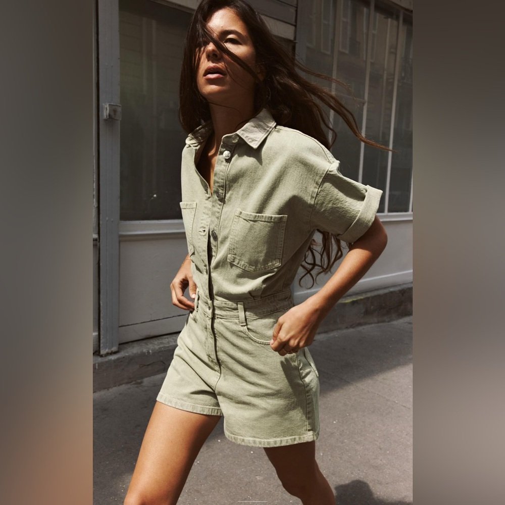 Zara Short Denim Jumpsuit